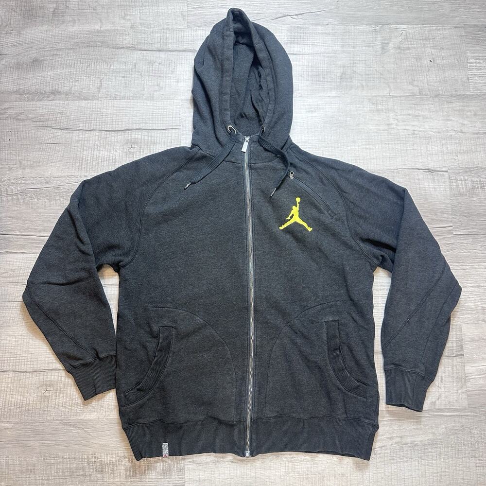 Jordan Full Zip Mens Large Grey Fleece Hoodie Sweatshirt Nike 437344-032 Jumpman
